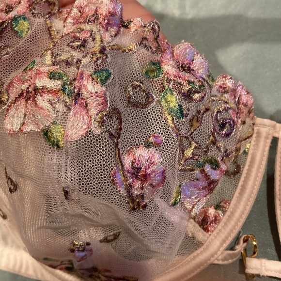 Victoria’s Secret 36Ddd baby pink, sheer floral shimmery Valentine’s Day bra new - Picture 8 of 17